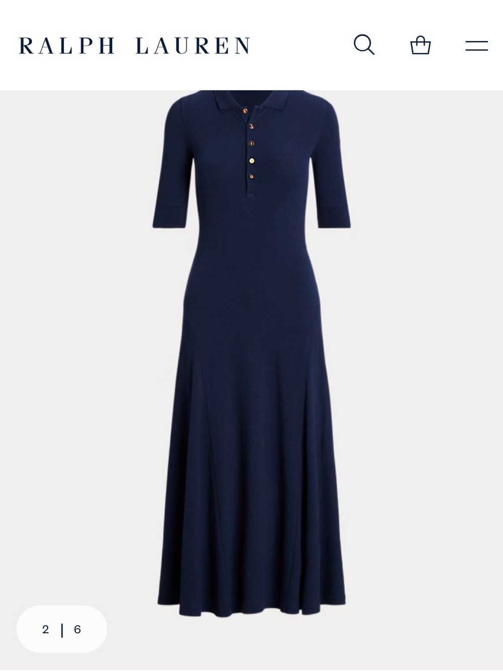 Ralph Lauren Navy Polo Knit Maxi Dress with Button Placket